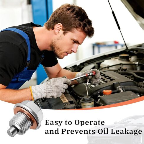M14x1.5 Magnetic Oil Drain Plug, Stainless Steel Oil Pan Drain Plug with 5Pcs Copper Crush Washer, Strong Magnetic Oil Pan Drain Bolt, Universal Leak-Proof Replacement Fits Most Cars Motorcycles Boats in Kuwait