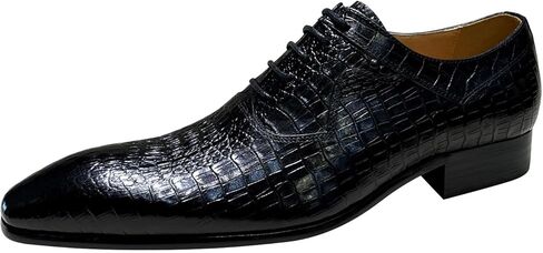 Santimon Men’s Crocodile Leather Dress Formal Oxfords, Fashion Stylish Lace-Up Shoes for Office, Wedding & Business in Saudi Arabia