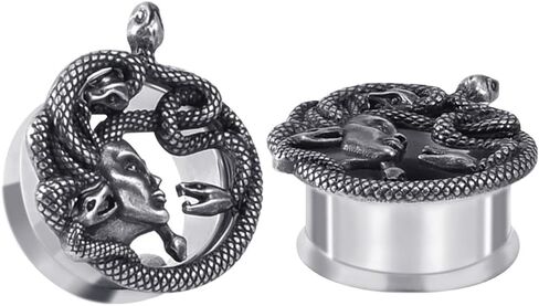 Medusa Ear Gauges - Pair of Stainless Steel Flared Ear Plugs - 8 Size Options in Saudi Arabia