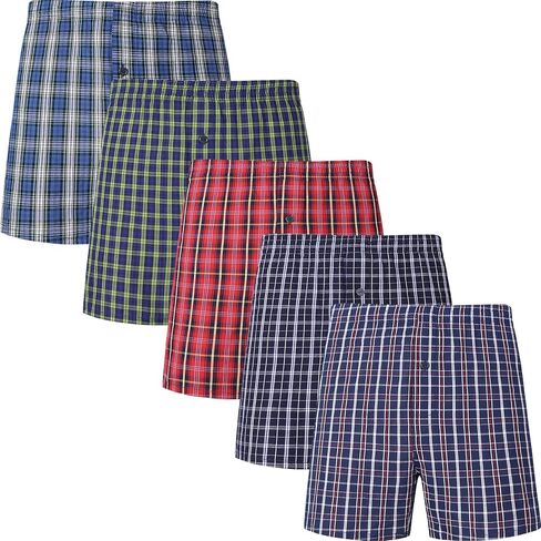 Men's Boxer Shorts 100% Cotton Classic Plaid Woven Boxers for Men Soft Breathable Mens Underwear with Button Fly in Kuwait