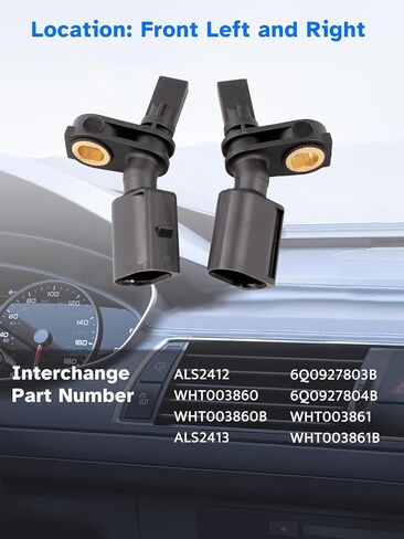 مستشعر سرعة العجلات الأمامية ABS يسار مناسب لـ 19-21 Volkswagen Jetta، 15-21 VW Golf، GTI Tiguan Atlas Arteon، 2015 2016 2017 2018 2019 2020 2021 Audi AS S3 Q3 TT RS3، جانب راكب السائق، قطعتان in Kuwait