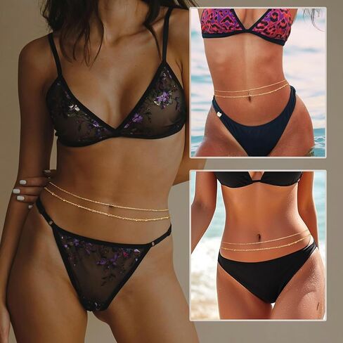 Gold Belly Chain Waist Chains for Women Sexy Bikini Waist Beads Body Chain Belt Summer Beach Jewelry Rave Accessories Stainless Steel Boho Body Jewelry Gifts in Kuwait