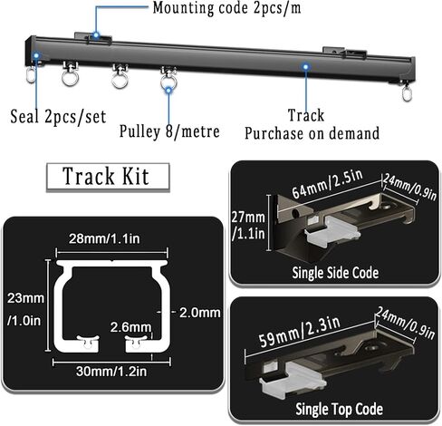نظام مسار ستائر السقف المصنوع من الألومنيوم شديد التحمل مع بكرات هادئة - حامل حائط أو سقف 120 سم (3.9 قدم) من أجل ستائر منزلقة ناعمة - مثالية للمنزل والمكتب، لمسة نهائية بلون الشمبانيا in Kuwait