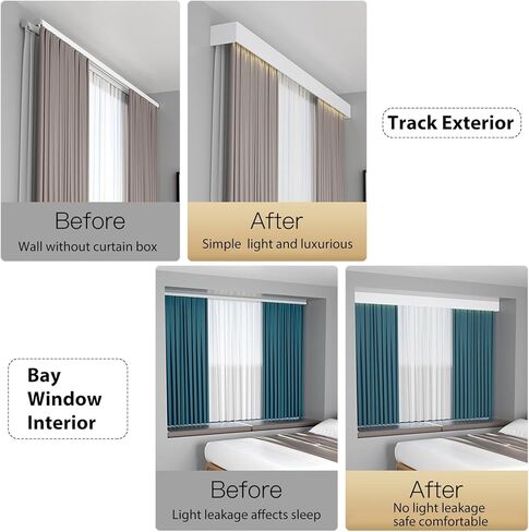70cm-600cm Double Curtain Track System - Ceiling/Wall Mount, Silent Sliding Double Track with Valance Rod, Smooth Operation Curtain Rail, White, 70cm/2.30ft in Saudi Arabia