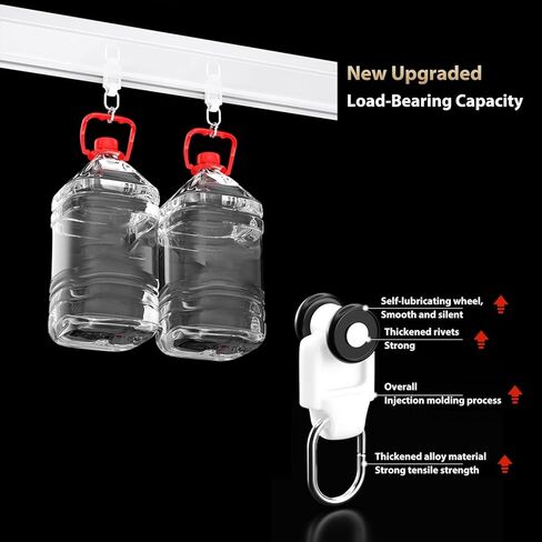 70cm-600cm Double Curtain Track System - Ceiling/Wall Mount, Silent Sliding Double Track with Valance Rod, Smooth Operation Curtain Rail, White, 70cm/2.30ft in Saudi Arabia