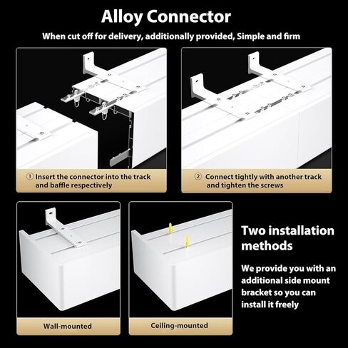 70cm-600cm Double Curtain Track System - Ceiling/Wall Mount, Silent Sliding Double Track with Valance Rod, Smooth Operation Curtain Rail, White, 70cm/2.30ft in Saudi Arabia