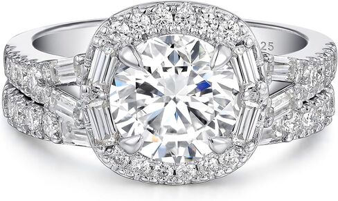 Moissanite Round Halo Wedding Ring Sets For Women Vintage Engagement Ring 925 Sterling Silver Sz 5-10 in Saudi Arabia