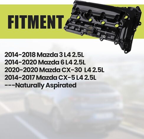 Aluminum Valve Cover Compatible with 2014 2015 2016 2017 2018 2019 2020 Mazda 3 6 CX-30 CX-5 2.5L L4 Replace PY0110210A in Saudi Arabia