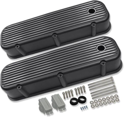 Tall Finned Valve Covers for Chevy BBC 396 402 427 454 502 1965-1995 Black Aluminum in Saudi Arabia