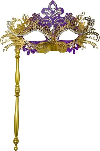 Masquerade Mask with Stick Elegant Handheld Venetian Masks for Prom Ball Mardi Gras Halloween Party Accessories in Saudi Arabia