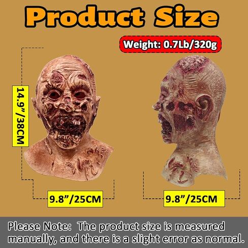 قناع رأس وحش زومبي بيو مونستر المخيف مع أسنان حادة، قناع الهالوين للكبار للرعب المسكون بالمنزل والحفلات التنكرية in Kuwait