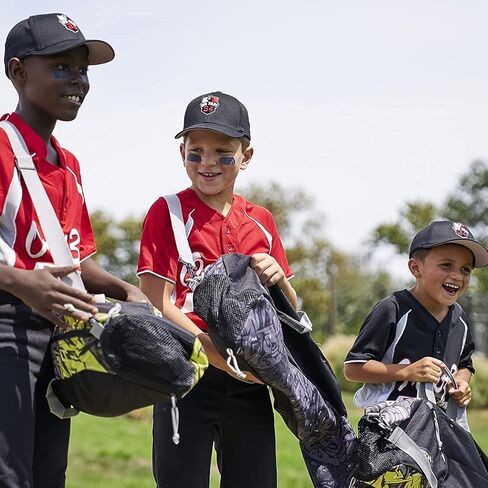 حقيبة الخفافيش الشبابية - حقيبة بيسبول ديفيد أورتيز، كرة تي، حقيبة معدات الكرة اللينة للشباب والأطفال تتضمن حجرة ذات فتحات تهوية، وخطاف سياج على شكل حرف J، وحزام كتف قابل للتعديل in Kuwait