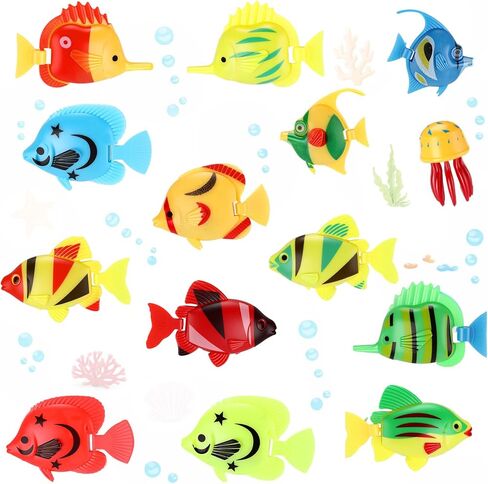 Weewooday 20 Pieces Artificial Moving Fishes Plastic Floating Fishes Lifelike Fish Ornament Aquarium Decorations for Fish Tank (Jellyfish and Seahorses) in Saudi Arabia