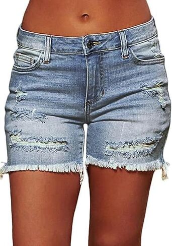 Women's High Waisted Denim Shorts, Slimming A-Line Stretchy Jean Shorts in Saudi Arabia