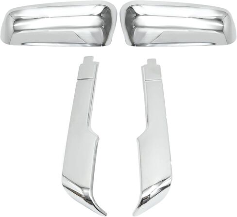 Chrome Towing Top and Side Clip-On Mirror Covers, ABS Tow Mirror Caps, Driver Side Door Mirror Housing Lower and Upper Cover Replacement for Chevy Silverado 2020-2024 in Saudi Arabia