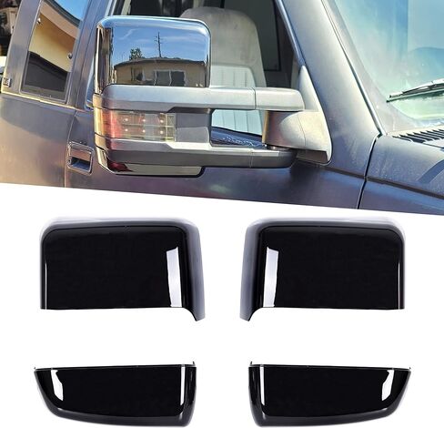 ECOTRIC Pair Tow Mirror Caps Cover Compatible with 1988-2019 Chevy Silverado GMC Sierra Truck Pickup Replacement for 23444125, 23444126, 23444119, 23444120 Glossy Black in Saudi Arabia