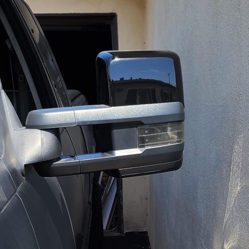 ECOTRIC Pair Tow Mirror Caps Cover Compatible with 1988-2019 Chevy Silverado GMC Sierra Truck Pickup Replacement for 23444125, 23444126, 23444119, 23444120 Glossy Black in Saudi Arabia