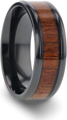 Pikka Black Titanium With Koa Wood Inlay And Bevels - 8mm in Kuwait