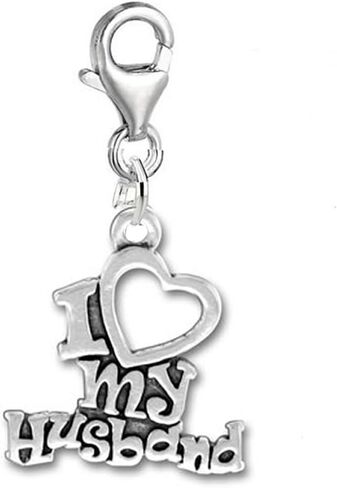 Sexy Sparkles Clip-on Charm for European Bracelets – I Love My Husband Dangle Pendant, Zinc Alloy, with Lobster Clasp for Charm Bracelets and Necklaces in Saudi Arabia