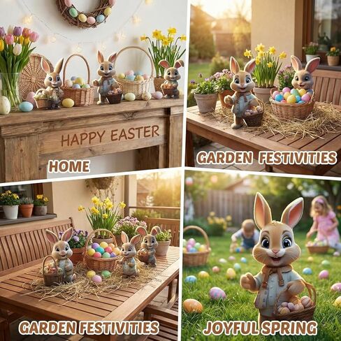 زينة عيد الفصح للمنزل، ديكورات الأرنب ديكور المنزل الربيعي، 6 قطع خشبية لافتة طاولة أرنب عيد الفصح in Kuwait