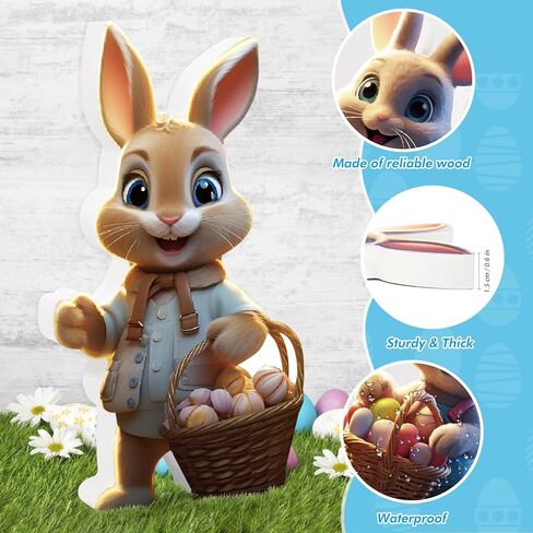 زينة عيد الفصح للمنزل، ديكورات الأرنب ديكور المنزل الربيعي، 6 قطع خشبية لافتة طاولة أرنب عيد الفصح in Kuwait