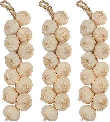 VICASKY 3pcs Strings Artificial Garlic Farmhouse Decorations Vegetables Decor Home Decorative Garlic Trenzas De Ajos Kids Lifelike Garlic Ornament Onions Fake Garlic Braid White DEA Foam in Saudi Arabia