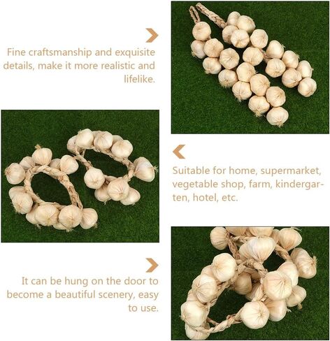 VICASKY 3pcs Strings Artificial Garlic Farmhouse Decorations Vegetables Decor Home Decorative Garlic Trenzas De Ajos Kids Lifelike Garlic Ornament Onions Fake Garlic Braid White DEA Foam in Saudi Arabia