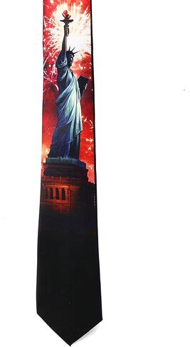 ASVP Shop Statue of Liberty Fireworks Neck Tie – Patriotic Men's Novelty Necktie with USA Independence Day Design – Liberty Enlightening the World Tie for Holidays & Events in Saudi Arabia