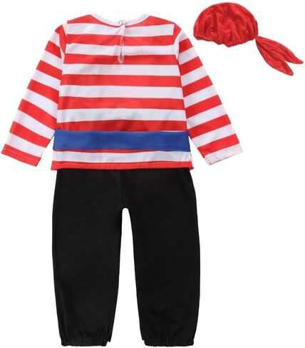 مجموعة أزياء Dressy Daisy للأطفال الرضع الأولاد القراصنة كابتن الهالوين (باندانا، ربطة خصر، سراويل وقمصان) in Saudi Arabia