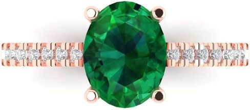 Clara Pucci 2.21 ct Oval Cut Created Emerald 14k White Gold Solitaire with Accents Wedding Engagement Bridal Promise Ring in Saudi Arabia
