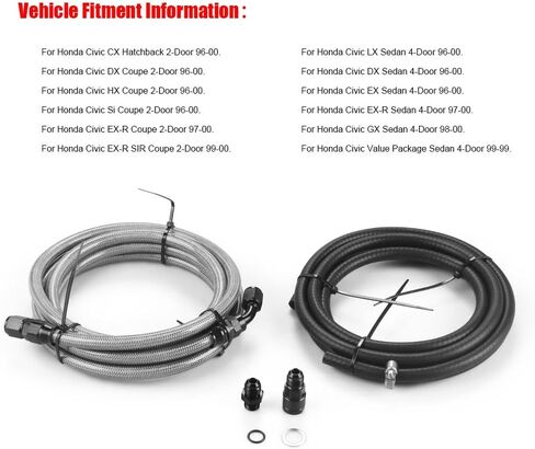 Fuel Feed Line and Rubber Return Hose Replacement for 1996-2000 Honda Civic CX DX EX GX HX LX Si EX-R, Model EK-Fuel Feed-RT-2D in Saudi Arabia