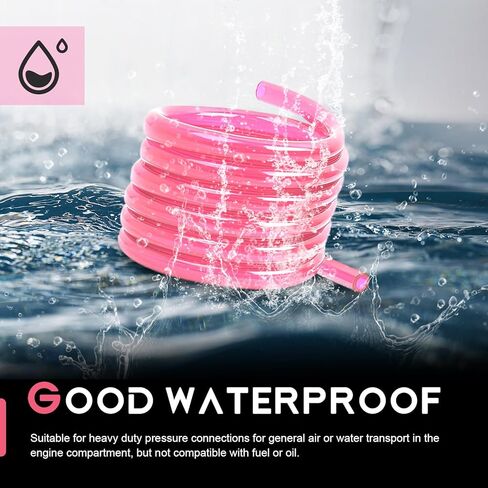 Fuel Vent Line, 9.8 Feet Flexible Cuttable Rubber Flexible Fuel Vent Hose, Leak-proof Petrol Gas Oil Tube Pipe Replacement, for Most Motorcycle, Ditdirt Bicycle, ATVs (Pink) in Saudi Arabia