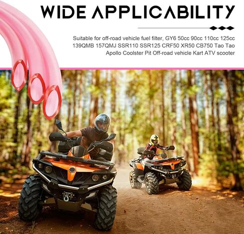 Fuel Vent Line, 9.8 Feet Flexible Cuttable Rubber Flexible Fuel Vent Hose, Leak-proof Petrol Gas Oil Tube Pipe Replacement, for Most Motorcycle, Ditdirt Bicycle, ATVs (Pink) in Saudi Arabia