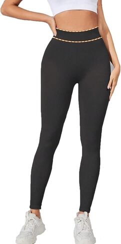 Women's High Waist Yoga Pants Solid Color Stretchy Elastic Workout Leggings Comfort Fitness Tights in Saudi Arabia
