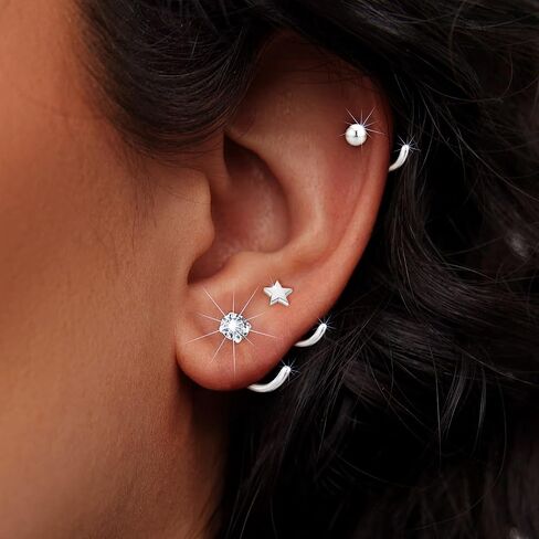 14K Gold Huggie Half Hoop Earrings,Cartilage Helix Open,Backless Earrings for Women,9 Pairs Hypoallergenic 316L Stainless Steel Jewelry Set,Trending Valentine's Day Gifts in Saudi Arabia