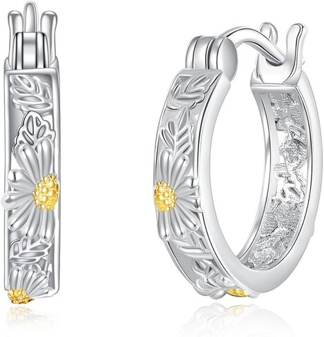 POPLYKE Sterling Silver Flower Hoops Earrings Small Huggie Earrings Jewelry Gift for Women in Saudi Arabia