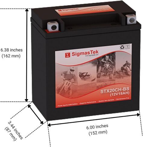 Yuasa YTX20CH-BS Compatible SLA Motorcycle Battery by SigmasTek, STX20CH-BS 260CCA in Saudi Arabia