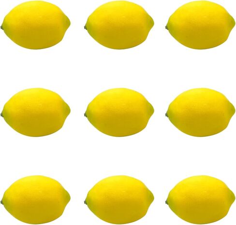 9Pcs Artificial Yellow Lemon,2.8x3.5 Inch Fake Lemons Faux Fruit Lemons for Wedding Party Decor Fruit Bowl Vase Fillers Photography Props Kitchen Table Interior Decoration in Saudi Arabia