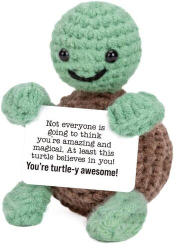 Xinezaa Mini Funny Turtle Employee Appreciation Gifts for Women Men Employees,Team Appreciation Farewell Gift for Boss Coworker Handmade Positive Crochet Turtle Home Office Desk Decor in Saudi Arabia
