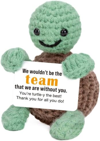 Xinezaa Mini Funny Turtle Employee Appreciation Gifts for Women Men Employees,Team Appreciation Farewell Gift for Boss Coworker Handmade Positive Crochet Turtle Home Office Desk Decor in Saudi Arabia