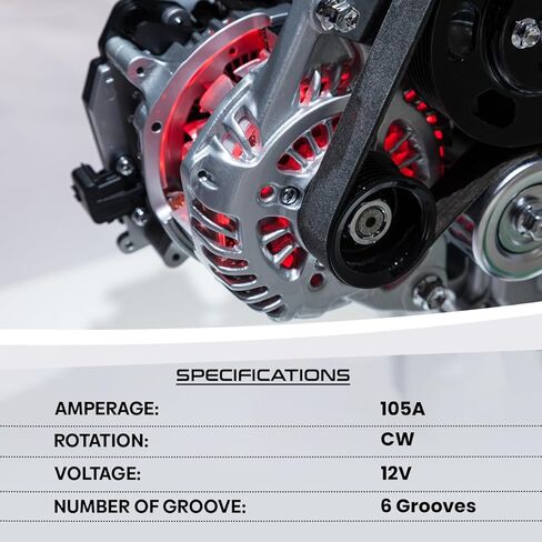 مولد كهربائي 8247N PowerForge™ 105A متوافق مع مركبات Chevy/GMC 2000 2001 2002 2003 2004 2005 | 4.3 لتر 4.8 لتر 5.0 لتر 5.3 لتر 5.7 لتر 6.0 لتر 6.5 لتر 6.6 لتر 8.1 لتر | 6- الأخدود | استبدال #10480388 10464438 19244727 in Saudi Arabia