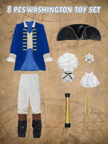 زي جورج واشنطن للأطفال مع إكسسوارات أزياء واشنطن للحفلات التنكرية in Kuwait