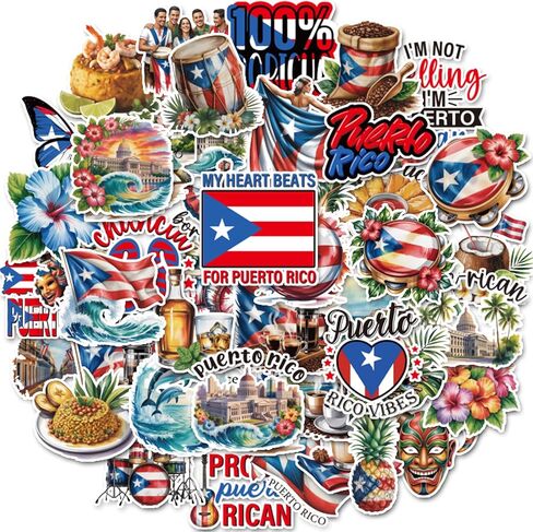 بورتوريكو ملصقات الزينة - 50 جهاز كمبيوتر شخصي السفر الهدايا التذكارية حزب صالح السائبة للبالغين النساء الرجال، للماء عطلة المعالم الشارات لزجاجة المياه سجل القصاصات مجلة لوحة المفاتيح الكمبيوتر المحمول in Kuwait