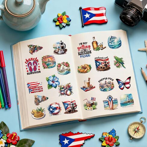 بورتوريكو ملصقات الزينة - 50 جهاز كمبيوتر شخصي السفر الهدايا التذكارية حزب صالح السائبة للبالغين النساء الرجال، للماء عطلة المعالم الشارات لزجاجة المياه سجل القصاصات مجلة لوحة المفاتيح الكمبيوتر المحمول in Kuwait