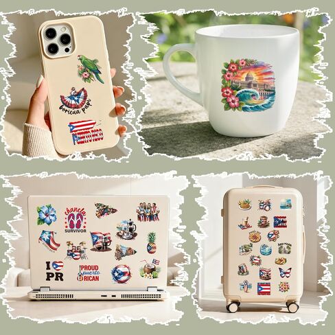 بورتوريكو ملصقات الزينة - 50 جهاز كمبيوتر شخصي السفر الهدايا التذكارية حزب صالح السائبة للبالغين النساء الرجال، للماء عطلة المعالم الشارات لزجاجة المياه سجل القصاصات مجلة لوحة المفاتيح الكمبيوتر المحمول in Kuwait