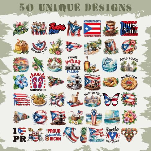 بورتوريكو ملصقات الزينة - 50 جهاز كمبيوتر شخصي السفر الهدايا التذكارية حزب صالح السائبة للبالغين النساء الرجال، للماء عطلة المعالم الشارات لزجاجة المياه سجل القصاصات مجلة لوحة المفاتيح الكمبيوتر المحمول in Kuwait