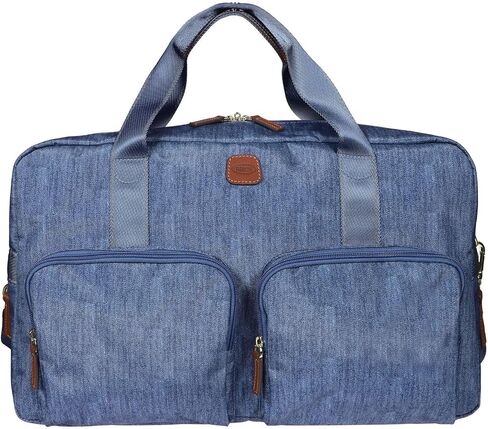 Bric’s X-Bag 18-Inch Cargo Carry-On Duffle, Water-Resistant Satin Nylon Travel Bag with Leather Handles, Laptop Sleeve, Front Zip Pockets and Luggage Pass-Through - Nut in Saudi Arabia