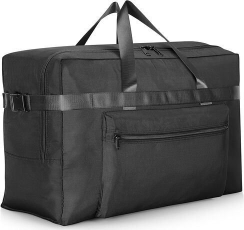 حقيبة هافمول كبيرة جدًا قابلة للطي بسعة 120 لتر للسفر، حقيبة مقاومة للماء لعطلة نهاية الأسبوع طوال الليل، حقيبة تخزين قابلة للطي للحركة والتخييم (أسود) in Kuwait