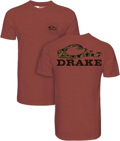 تي شيرت Drake Waterfowl الرجالي Drake Stacked Logo Old School قصير الأكمام - تي شيرت خفيف الوزن ومسامي وسريع الجفاف من مزيج القطن in Saudi Arabia
