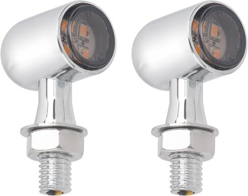إشارات الانعطاف LED للدراجات النارية ضوء وامض صغير مناسب لدراجة Harley Sportster Softail Touring Road King Street Road Glide Fat Boy Fat Bob FLTRUSE (عدسة دخان من الكروم + عدسة بيضاء صفراء) in Kuwait
